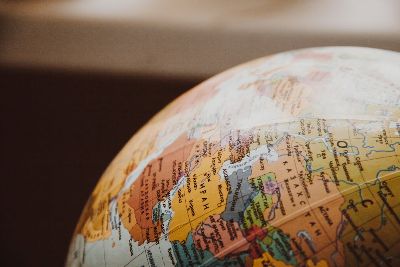 gallery-4 Detailed close-up of a globe showcasing parts of Europe and Asia for world exploration concepts.